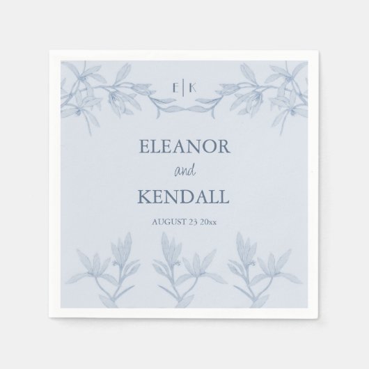 Zeitlose Blume Monogram Wedding Serviette (Vorderseite)