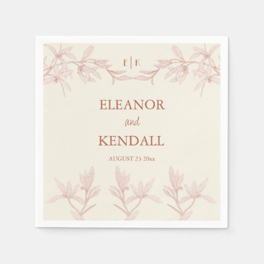 Zeitlose Blume Monogram Wedding Serviette (Vorderseite)