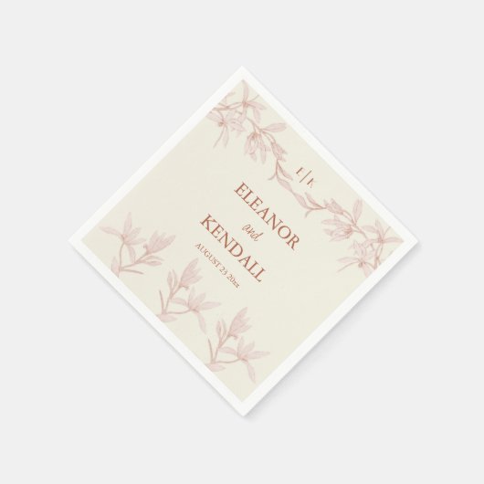 Zeitlose Blume Monogram Wedding Serviette (Ecke)