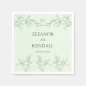 Zeitlose Blume Monogram Wedding Serviette (Vorderseite)