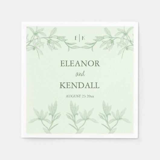 Zeitlose Blume Monogram Wedding Serviette (Vorderseite)