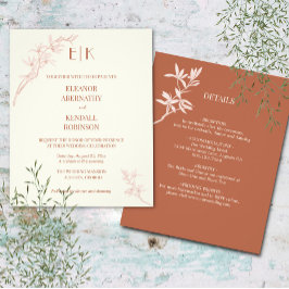 Zeitlose Blume Monogramm alle in einer Hochzeit In Flyer