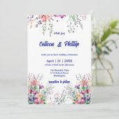 Zeitlose Blumen Elegance Hochzeit Einladung (Stehend Vorderseite)
