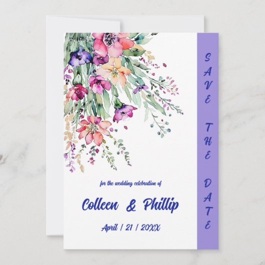 Zeitlose Blumendekoration Save The Date (Vorderseite)