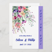 Zeitlose Blumendekoration Save The Date (Vorne/Hinten)