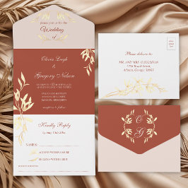 Zeitlose blumengeschichtliche Hochzeit All In One Einladung