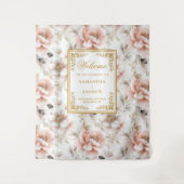 Zeitlose Blush Gold Wasserfarben Hochzeitsband Wandteppich (Vorderseite)