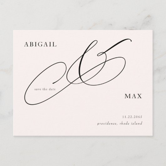 Zeitlose Blush-Hochzeit speichern Sie das Datum Postkarte (Vorderseite)