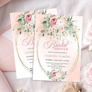 Zeitlose Blush Pink Rosen Brautparty-Einladung Einladung
