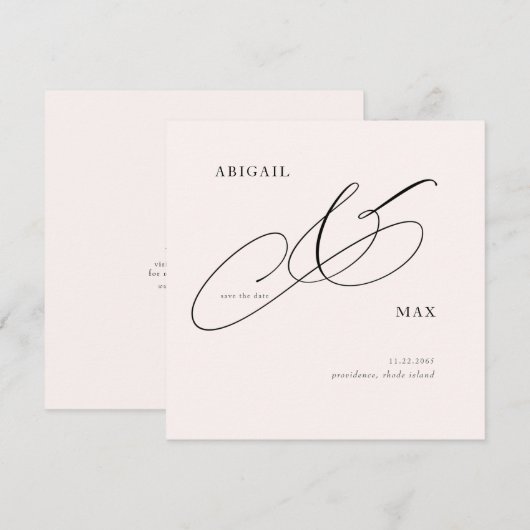 Zeitlose Blush Square Hochzeit speichern das Datum Save The Date (Vorne/Hinten)
