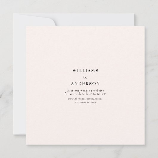 Zeitlose Blush Square Hochzeit speichern das Datum Save The Date (Rückseite)
