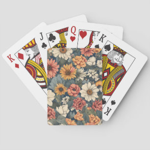 Zeitlose Blüten, Vintage Blumenmuster Spielkarten