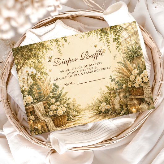 Zeitlose Botanische Boho-Windel-Raffle Begleitkarte