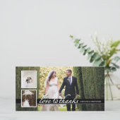 Zeitlose Chic Hochzeit danke Ihnen drei Foto-Karte (Stehend Vorderseite)