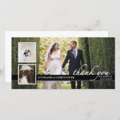 Zeitlose Chic Hochzeit danke Ihnen drei Foto-Karte (Vorne/Hinten)