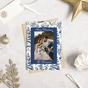 Zeitlose Chinoiserie Toile De Jouy Foto Weihnachte Feiertagskarte