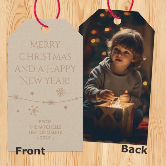 Zeitlose Cream Tan - Weihnachts-Foto-Geschenktaste Geschenkanhänger