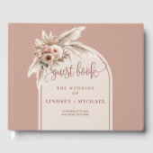 Zeitlose Dusty Pink Pampas Rose Boho Arch Wedding Gästebuch (Vorderseite)