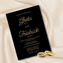 Zeitlose einfache Elegance Black Gold Script Hochz