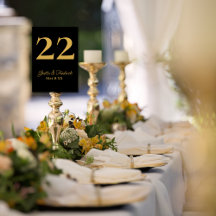 Zeitlose einfache Elegance Black Gold Script Hochz