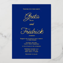 Zeitlose einfache Elegance Gold Royal Blue Wedding