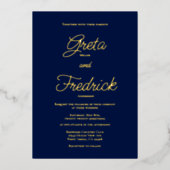 Zeitlose einfache Elegance Gold Script Hochzeit de Folieneinladung (Vorderseite)