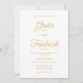 Zeitlose einfache Elegance Gold Script Hochzeit Einladung (Vorderseite)