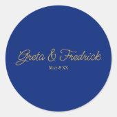 Zeitlose einfache Minimalistische Royal Blue Gold  Runder Aufkleber (Vorderseite)