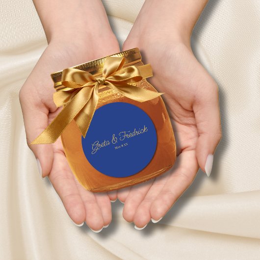 Zeitlose einfache Minimalistische Royal Blue Gold  Runder Aufkleber