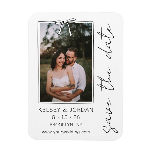 Zeitlose einfache moderne Bow-Hochzeit retten das  Magnet (Vertikal)