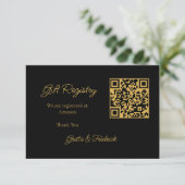 Zeitlose einfache Schwarz-Gold-Hochzeitsregistrier Begleitkarte (Stehend Vorderseite)