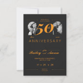 Zeitlose Elegance Black & Gold Hochzeit Jahrestag Einladung (Vorderseite)