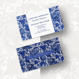 Zeitlose Elegance Blue und White Chintz Floral Visitenkarte