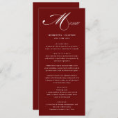 Zeitlose Elegance Burgundy Wedding Menu Menükarte (Vorne/Hinten)