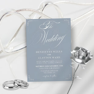 Zeitlose Elegance Dusty Blue Wedding Einladung