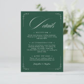 Zeitlose Elegance Emerald Green Details Card Begleitkarte (Stehend Vorderseite)