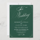 Zeitlose Elegance Emerald Green Wedding Einladung (Vorderseite)