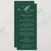 Zeitlose Elegance Emerald Green Wedding Menu Menükarte (Vorne/Hinten)