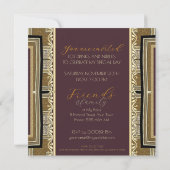 Zeitlose Elegance Gold Deko 80. Geburtstag Platz Einladung (Rückseite)