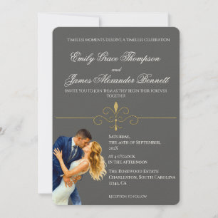 Zeitlose Elegance Hochzeit Golden Romance Paar Einladung