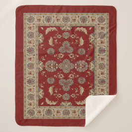 Zeitlose Elegance Rot und Beige Klassische Stoffe Sherpadecke