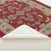 Zeitlose Elegance Rot und Beige Klassische Stoffe Sherpadecke (3/4)