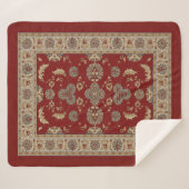 Zeitlose Elegance Rot und Beige Klassische Stoffe Sherpadecke (Vorderseite (Horizontal))