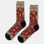 Zeitlose Elegance Rot und Beige Klassische Stoffe Socken (Linkes Detail)