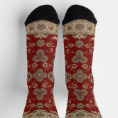 Zeitlose Elegance Rot und Beige Klassische Stoffe Socken (Oben)