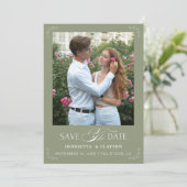 Zeitlose Elegance Sage Green Save The Date (Stehend Vorderseite)
