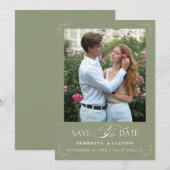 Zeitlose Elegance Sage Green Save The Date (Vorne/Hinten)