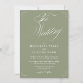 Zeitlose Elegance Sage Green Wedding Einladung (Vorderseite)