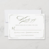 Zeitlose Elegance Sage Green Wedding RSVP Karte (Vorderseite)