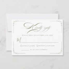 Zeitlose Elegance Sage Green Wedding RSVP Karte